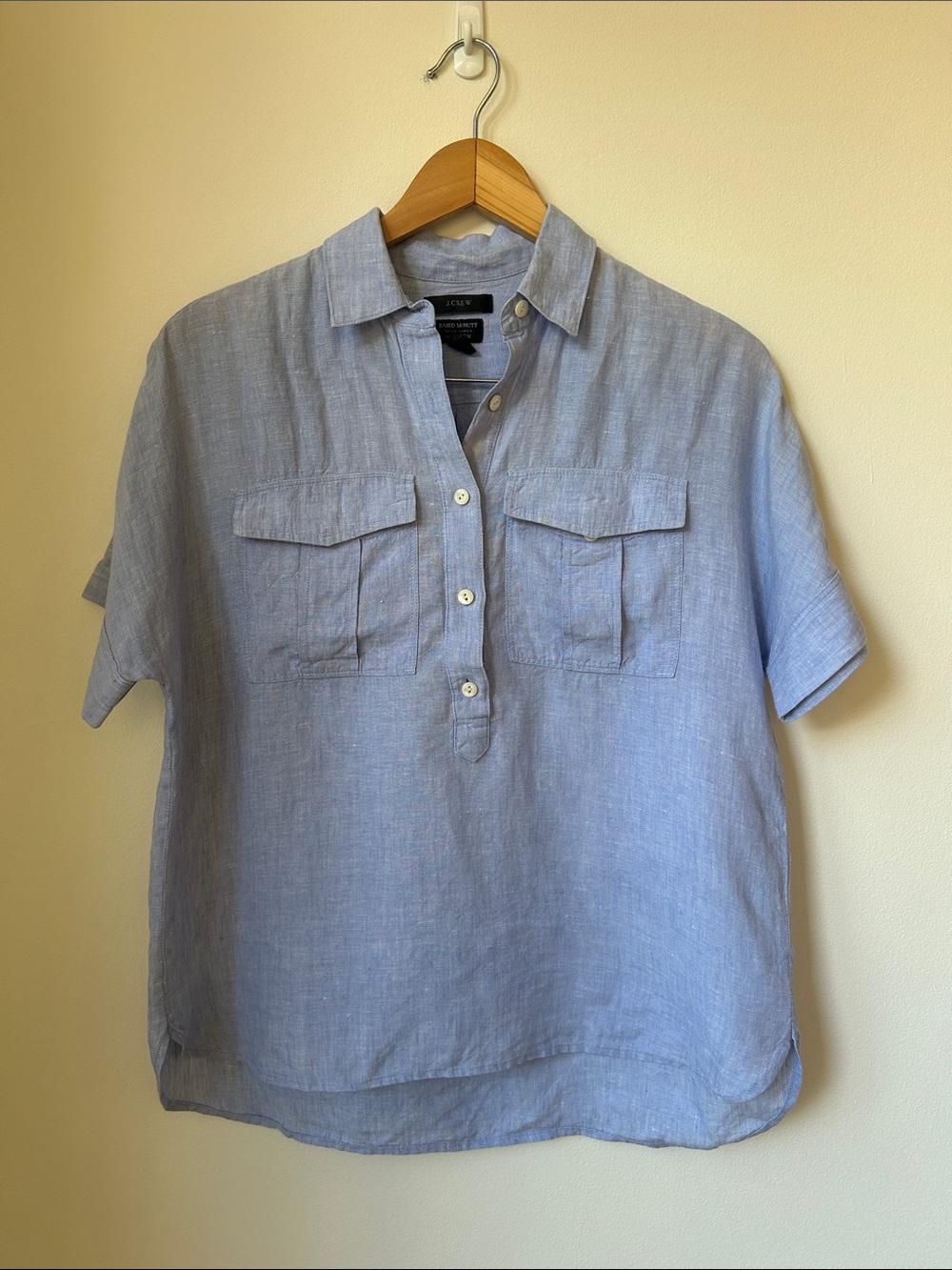 J. Crew Light Blue Short-Sleeve Linen Button-Front Shirt